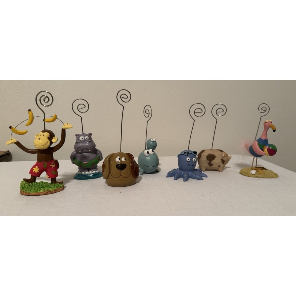 Set 7 Drink Photo Name Place Note Card Holders Animals Flamingo Pig‎ Dog Octopus